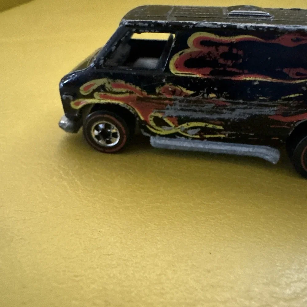 Hot Wheels Super Van 1974 Redline Black With Flames Mattel Hong Kong Vintage